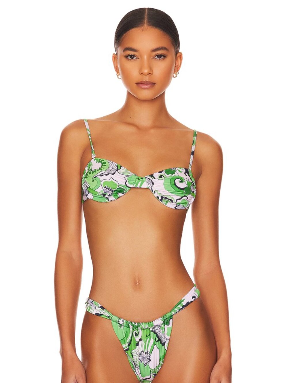 Cin Cin Cult Ruched Bikini Top in Fern
